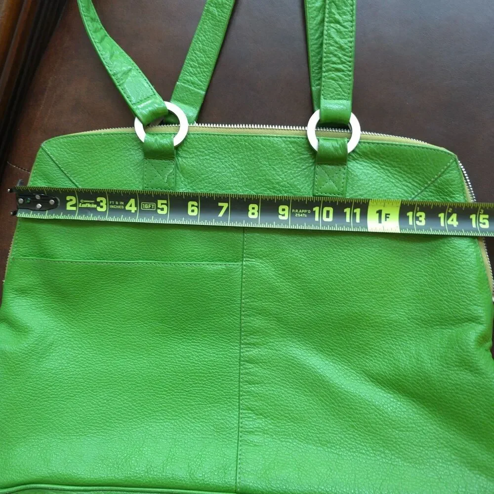Vintage Latico Leathers Kelly Green Leather Laptop Tote USA Organizer Bag Rare